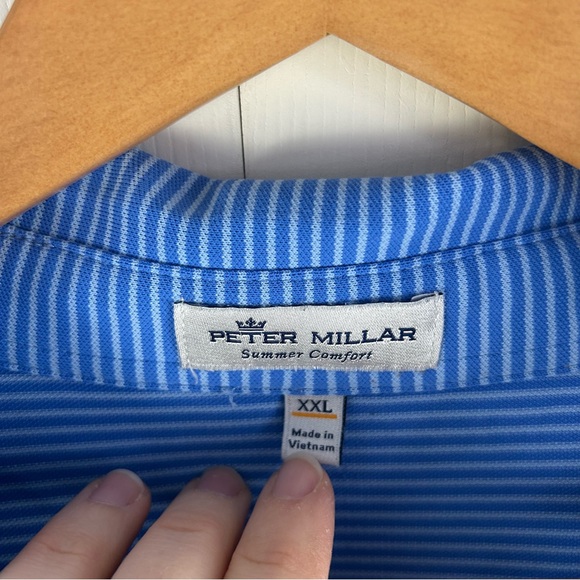 Peter Millar Summer Comfort Polo Shirt Size XXL US Open Blue Stripes - Picture 4 of 8